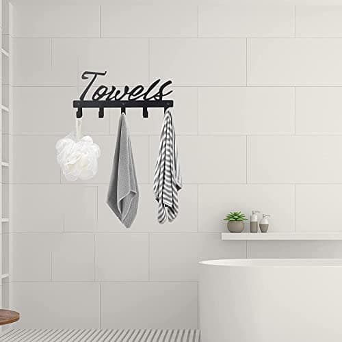 Black Wall Mount Towel Rack for Pool and Bathroom Waterproof Rustproof