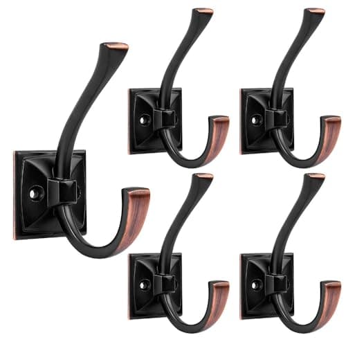HARPOON Heavy Duty Wall Mount Hooks, Black - 10 Pcs Prong, 4 Screws — Oil Rubbed Bronze