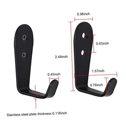 8 PC Stainless Steel Wall Hooks, Heavy Duty Garage & Bathroom Hooks (Black)