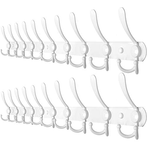 Chromed 10-Triple-Hook WEBI Coat Rack Wall Mount — White
