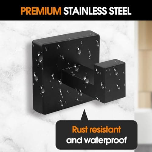 4 Pack Matte Black Stainless Steel Towel Hooks - Modern Design for Home & Closet
