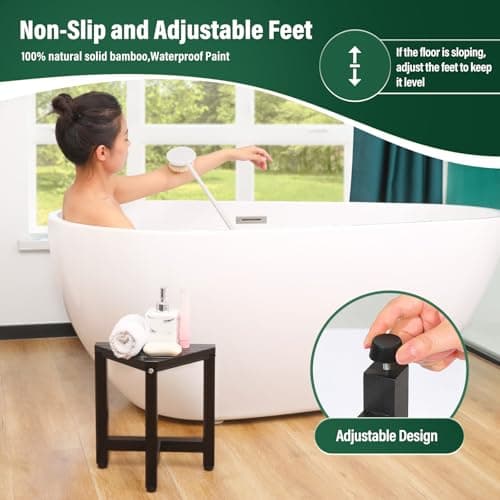 TYYIHUA Waterproof Shower Stool, 13.2" Leg Shaving Foot Rest, Black