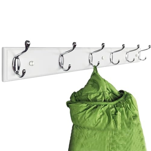 Wall-Mounted White Wood Coat Rack with 3 Hooks, Small Size — 27.6inch