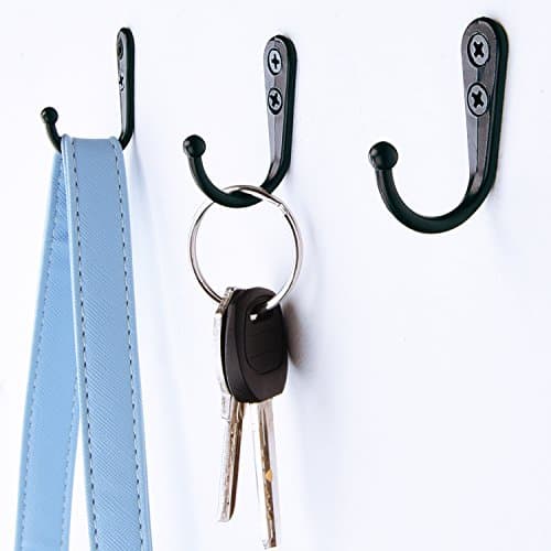 Vintage Black Coat Hook 24 Pieces, Wall Mount Robe Hook with 50 Screws