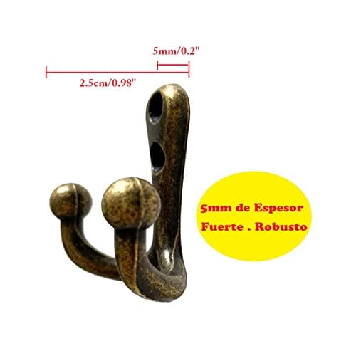Vintage Heavy Duty Coat Hooks (5 Pack) for Hanging Clothes and Accessories