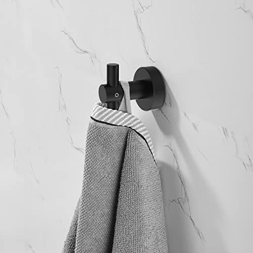Stainless Steel Matte Black Towel Hooks for Bathroom & Kitchen 4 Packs