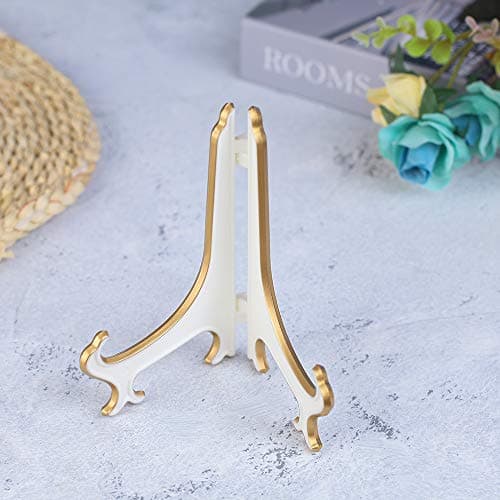 Artliving 4" White Gold Plastic Picture Frame Stand (2 Pack)