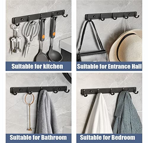 Wall-Mounted Coat Rack with 5 Hooks for Entryway - Storage Organizer