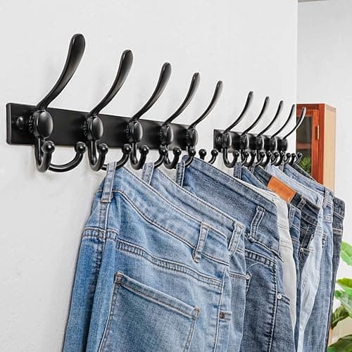MaxStrong 2.0 Pro Heavy Duty Coat Rack | Wall Mount Entryway Hanger | Stainless Steel | Black