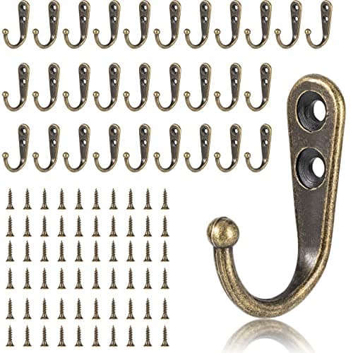 Yangbaga 60 Screw Large Metal Wall Hooks, Black Heavy Duty for Coats, Purse, Towel — Bronze