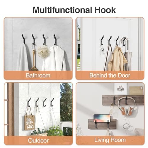 20-Pack Stainless Steel Hooks Wall Mount Coat & Cloak Hanger, Black