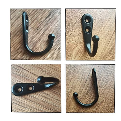 YMAISS 40-Pack Small Black Wall Mount Coat Hooks Vintage Style Double Hole Metal Hooks