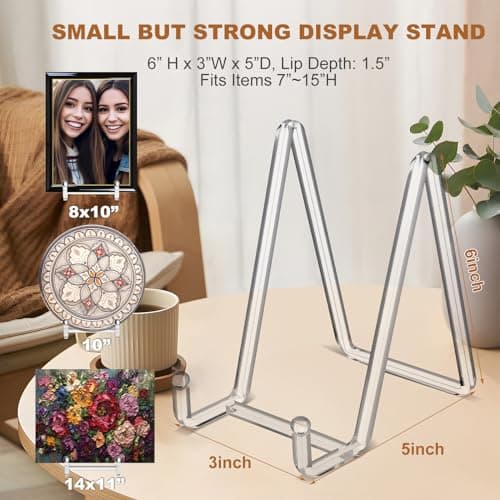 2-Pack 6-Inch Clear Acrylic Plate Stand for Photo Display and Home Décor
