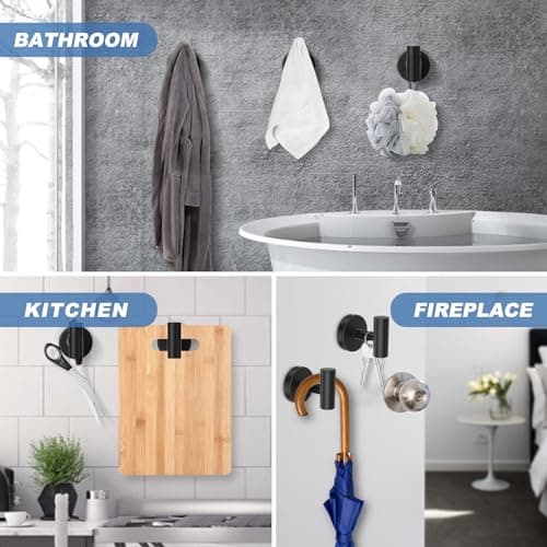 Stusgo 4-Pack Matte Black Stainless Steel Towel Hooks for Bathroom Wall Mounted