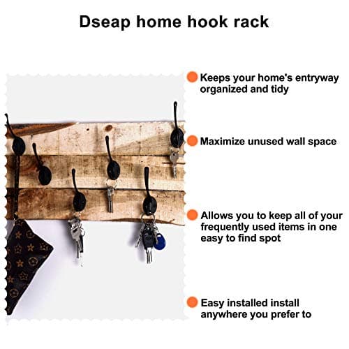Black Wall_mounted Coat Hooks, Pack of 10 Metal