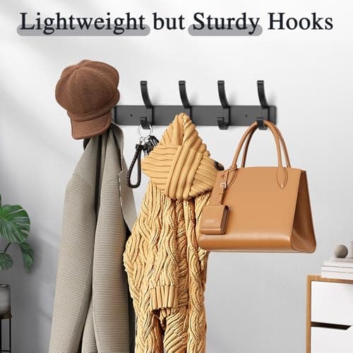2PCS 5-Hook Coat Rack Wall Mount for Entryway, Bedroom, Bathroom
