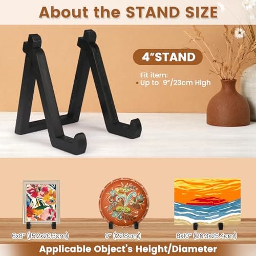 2 Pack Bamboo Plate Display Stand, Decorative Picture Frame Holder Stand