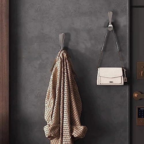 4 Pack Brushed Nickel Towel Hooks for Bathroom Wall Mount, Zinc Alloy Heavy Duty Hangers