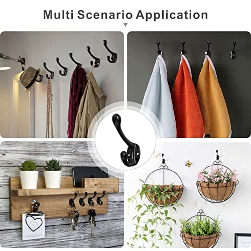 Heavy Duty 16 Pack Metal Coat Hooks, Black for Hanging Coats, Towels & More