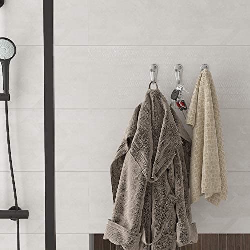 Wall Mounted Coat Hooks Set with Screws - 15 Pack (Silver)