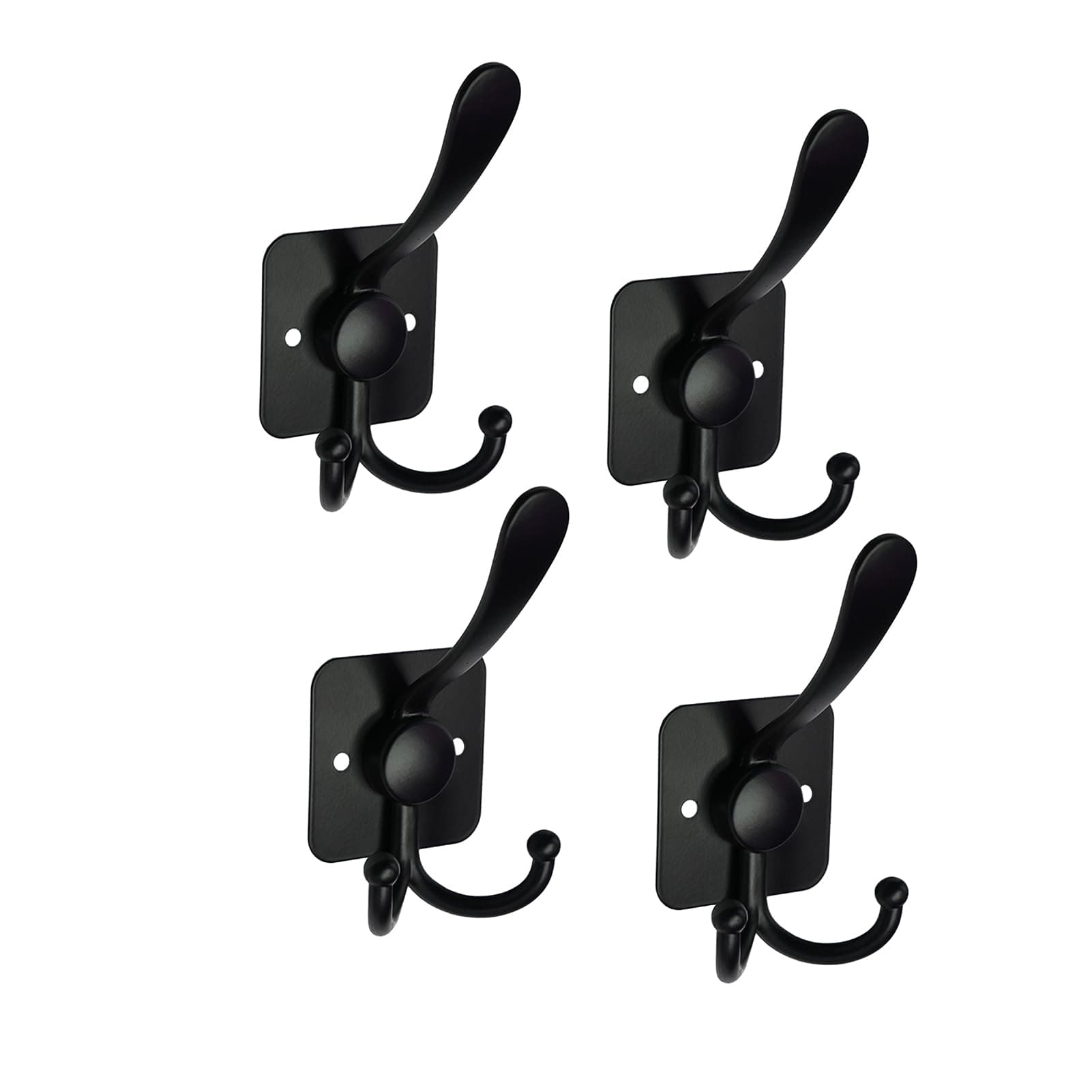 Country Wind Matte Black Heavy Duty 4 Pack Coat Hooks
