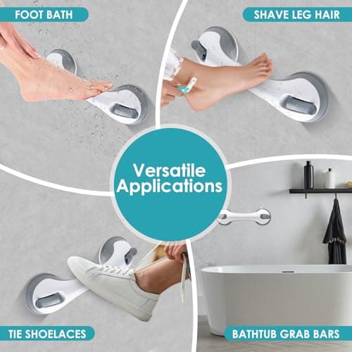 Gray ABS Shower Foot Rest with Double Suction Cups