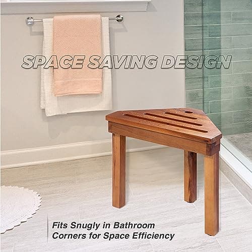BLUEWEST Acacia Wood Shower Foot Stool for Inside Showers