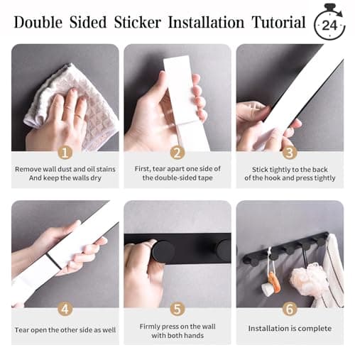 Black Wall Mount Coat Rack with 5 Hooks for Clothes Hats Towels Heavy Duty