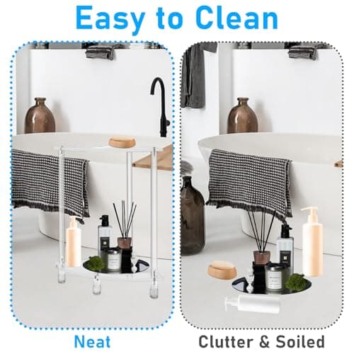 Waterproof 2-Tier Acrylic Shower Bench with Storage Shelf