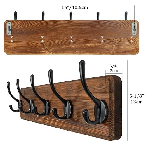 WEBI Rustic Brown 5-Hook Wall Mount Coat Rack
