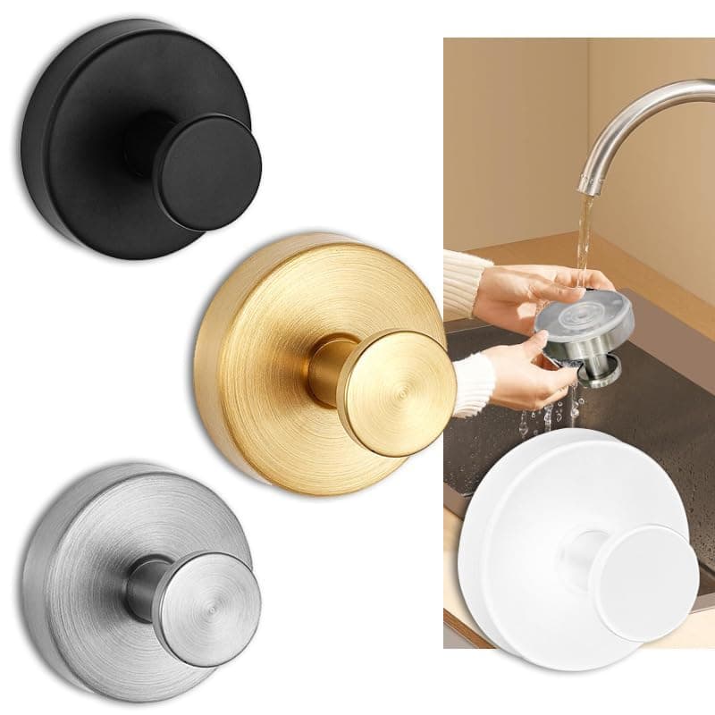 Luxe No-Drill Hooks, Stainless Steel Suction Cup Hooks for Bathroom, Shower, Glass Doors(Black, 2PC)