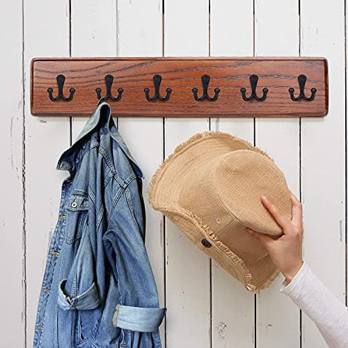 6-pack Heavy Duty Vintage Coat Hooks with Double Prongs for Wall Mounting - Black