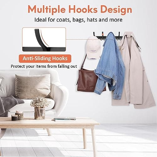 2 Pack Wall Mount Coat Rack, 15 Hook Hat & Coat Organizer