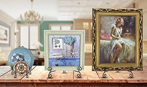 Black Iron Easel Stand for Displaying plates and Photo Collectibles