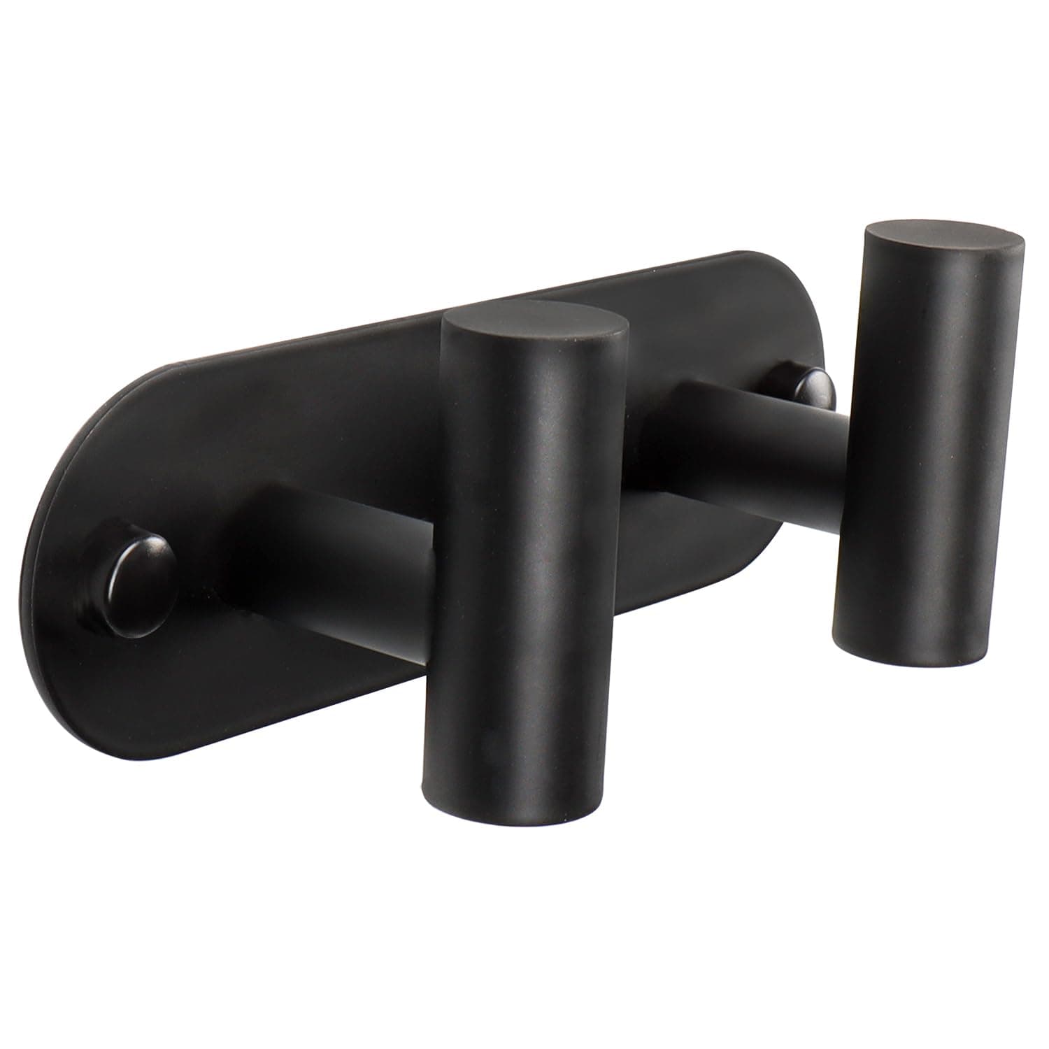 Matte Black Wall Mount Coat Rack with 2 Hooks & Stainless Steel Hangers