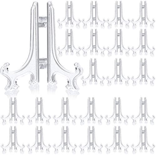 5 Inch Clear Plastic Plate Stand Mini Easel for Display Pictures and Collectibles