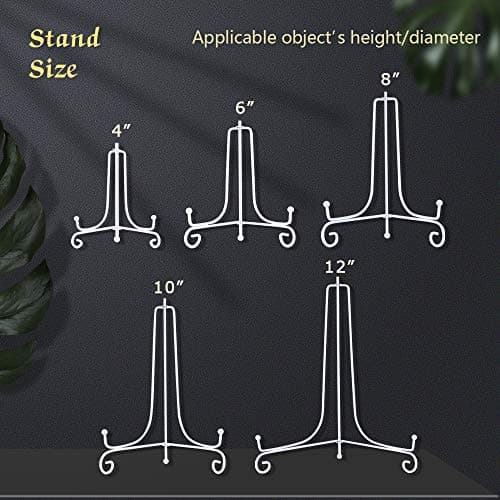 Artliving 6" Iron Plate Stand, White 2-Pack for Picture Frames and More