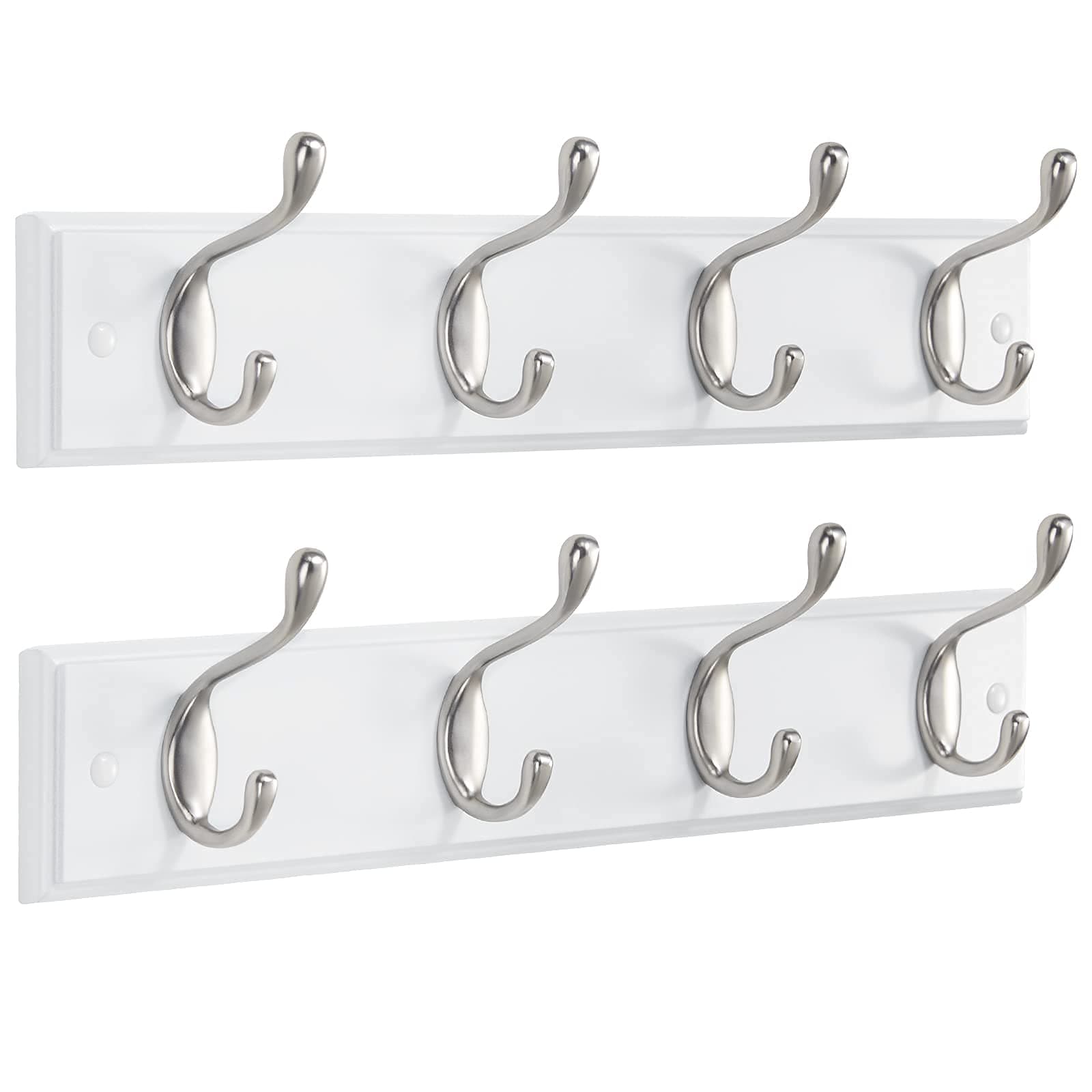 AMADA White Wall Mount Coat Rack 2 Pack