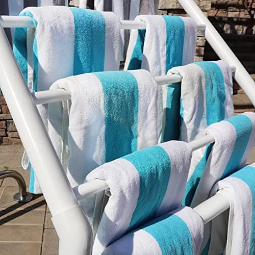 White Essence 5 Bar Pool Towel Rack | Free Standing Storage Organizer Style 674123