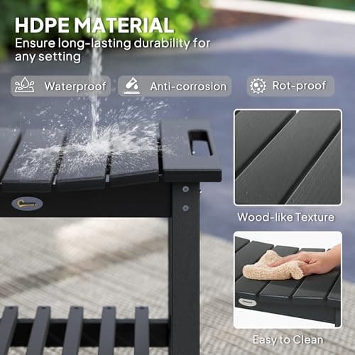 Heavy Duty Black 2-Tier Shower Bench Seat with Storage