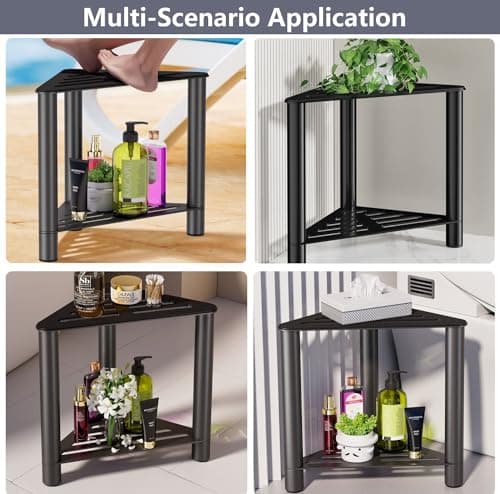 Shower Stool for Shaving Legs and Bench for Small Spaces-Black