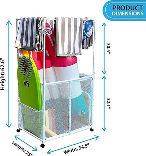 Large Towel Hanger with Drying Bars, Multi-Use Storage Bin, White