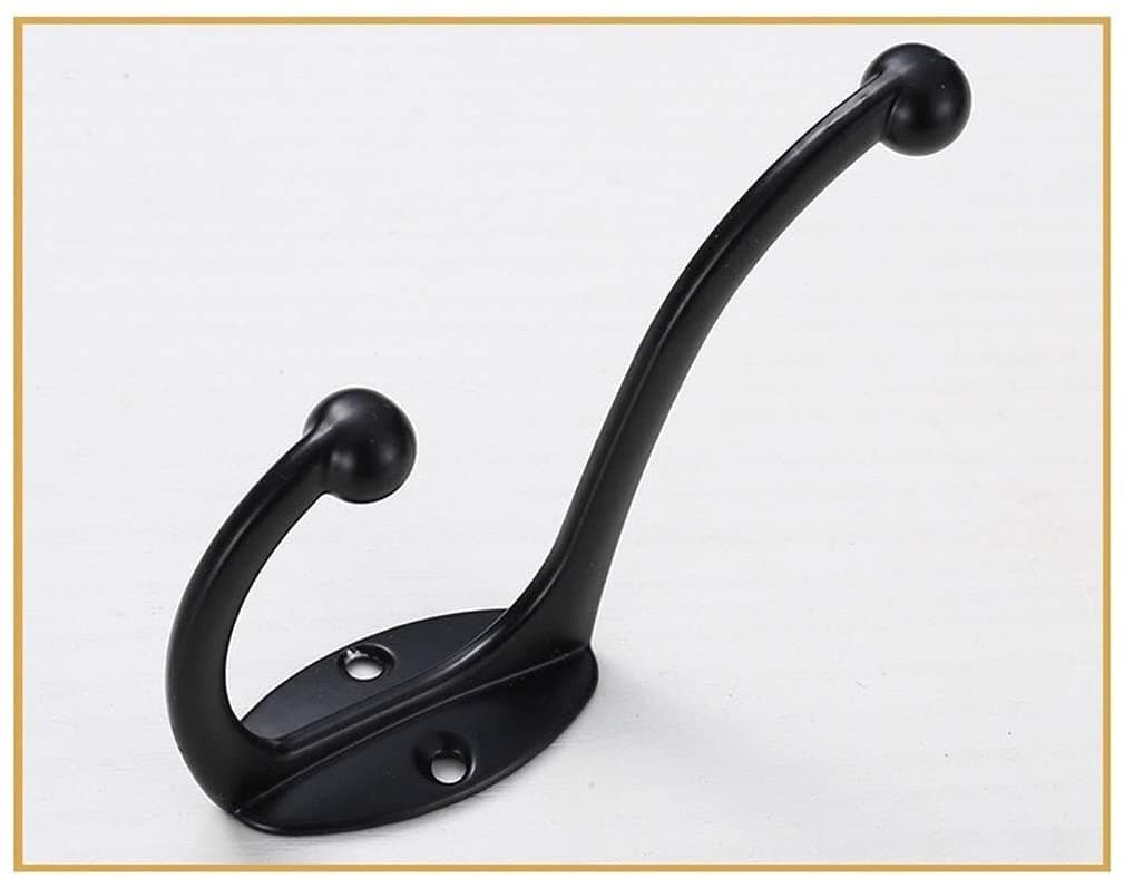 AMBIRD Heavy Duty Wall Hooks, 2Pcs No-Rust Black for Coats, Keys, Towels