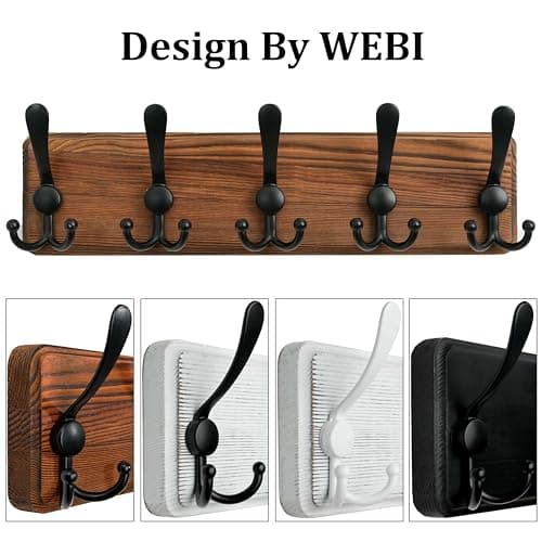 Rustic WEBI Wall Mount Coat Rack, 5 Hooks, Brown
