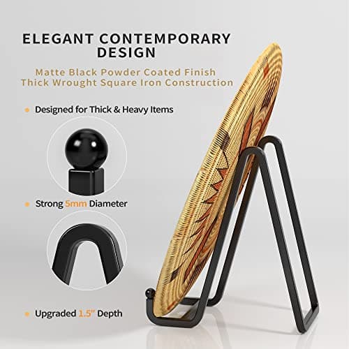 Premium Metal Plate Display Stands - 6 Inch Square Holders for Plates, Photos, Plaques (Black)