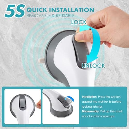 Gray ABS Shower Foot Rest with Double Suction Cups