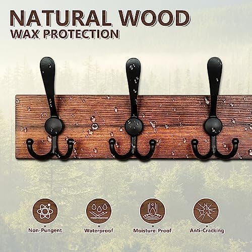 Wall Mounted Coat Rack with 8 Hooks for Entryway