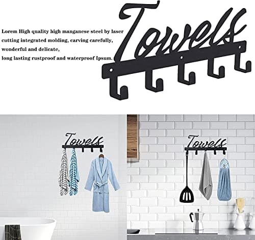 Black Wall Mount Towel Rack for Pool and Bathroom Waterproof Rustproof