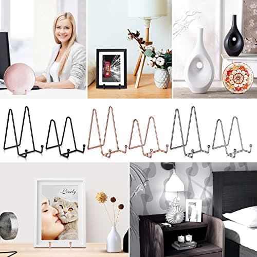 Livelab 6 Inch Silver 3 Pack Picture & Decor Stand Metal Plate Holder