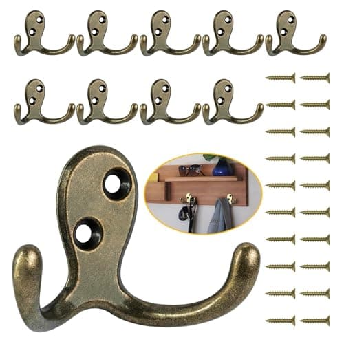 Heavy Duty 14 Pack Double Prong Coat Hooks for Hanging Towel, Coat, Bag, Hat, Cup, Key
| No Rust Black Metal Wall Mounted Coat Hooks with 28 Screws for Heavy Duty Use
| 14 Pack Coat Hooks for Hanging Towel, Coat, Bag, Hat, Cup, Key - Wall Mounted wi 